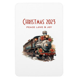 Traditioneller Weihnachten mit Vintage-Dampflok Magnet