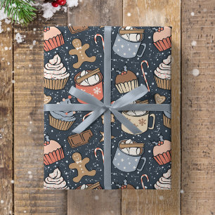 Traditioneller Weihnachten Vintage Heiße Schokolad Geschenkpapier