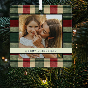 Traditioneller Weihnachts-Kariert 2 Foto Weihnacht Ornament Aus Metall