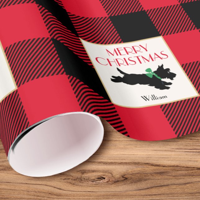 Traditioneller Weihnachts Scottie Dog Custom Red Geschenkpapier (Von Creator hochgeladen)