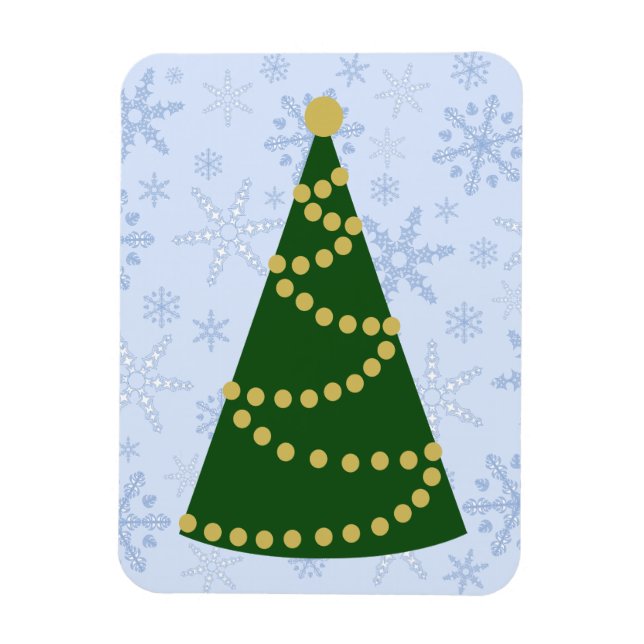 Traditioneller Weihnachtsbaum auf Snowflake Blizza Magnet (Vertikal)