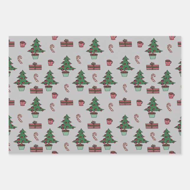 Traditioneller Weihnachtsbaum, Candy Cane Design G Geschenkpapier Set (Vorderseite)