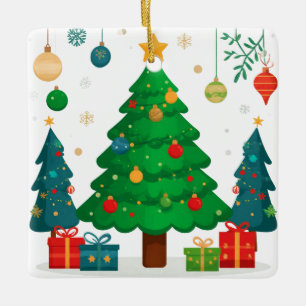 Traditioneller Weihnachtsbaum mit farbenfrohen Orn Keramikornament