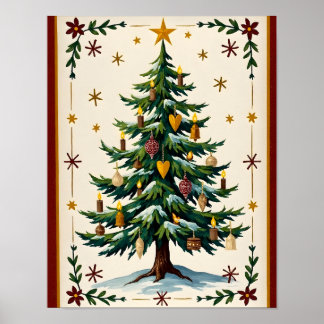 Traditioneller Weihnachtsbaum-Wandschmuck im Volks Poster
