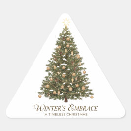 Traditioneller Weihnachtsbaum Winterliche Umarmung Dreieckiger Aufkleber