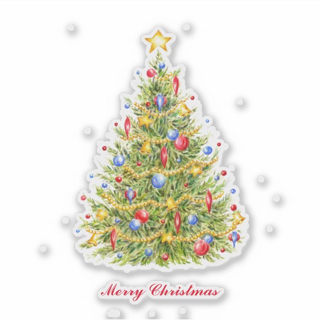 Traditioneller WeihnachtsbaumCustom-Cut Vinyl Stic Aufkleber (Vorderseite)