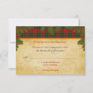 Traditioneller Weihnachtskalender Tartan Kariert W RSVP Karte