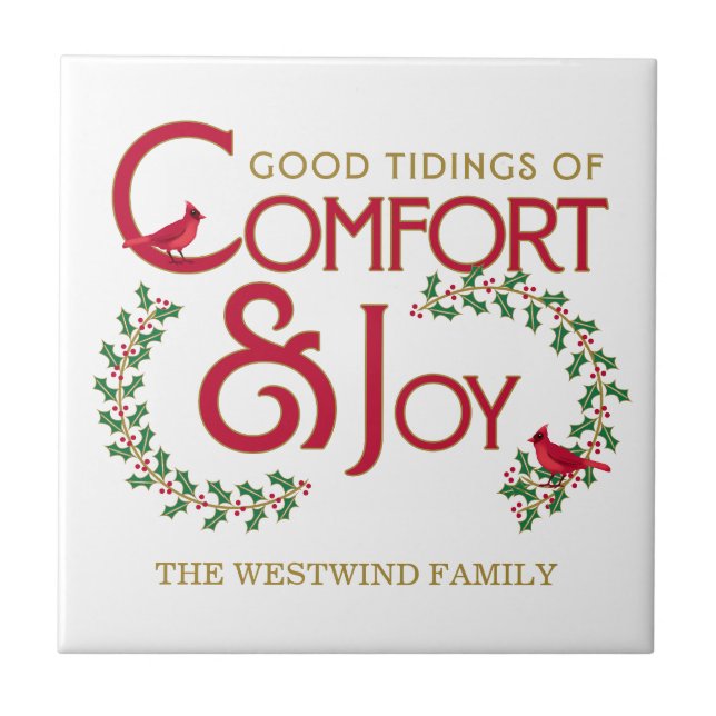 Traditioneller Weihnachtskomfort und Joy Red Green Fliese (Vorderseite)