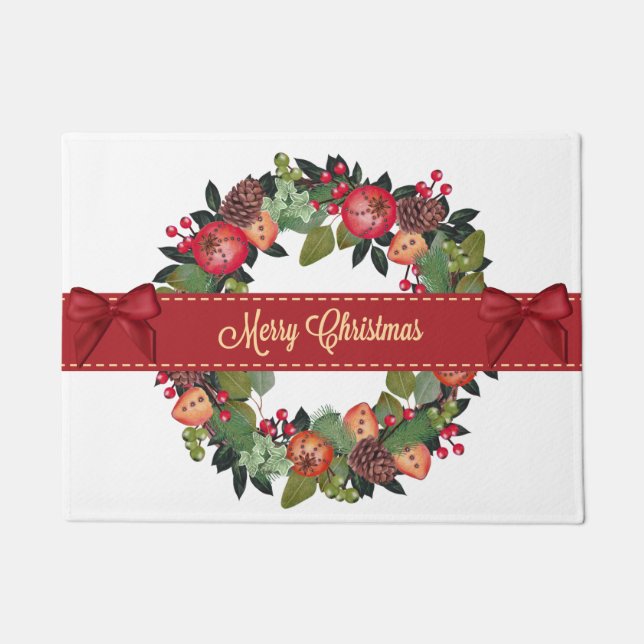 Traditioneller Weihnachtskranz Fußmatte (Vorderseite)