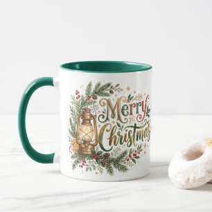 Traditioneller Weihnachtslaterne mit Handlettering Tasse