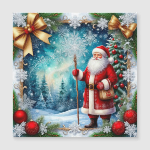 Traditioneller Weihnachtsmann im Winter Wunderland Magnetkarte