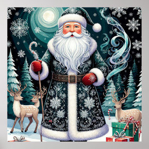 Traditioneller Weihnachtsmann in einer festlichen  Poster