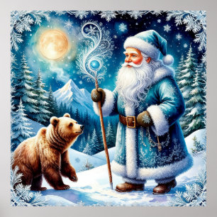Traditioneller Weihnachtsmann in einer festlichen  Poster