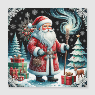 Traditioneller Weihnachtsmann in festlicher Winter Magnetkarte