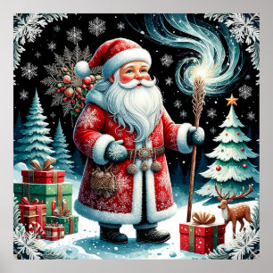 Traditioneller Weihnachtsmann-Schmuck für ein gemü Poster