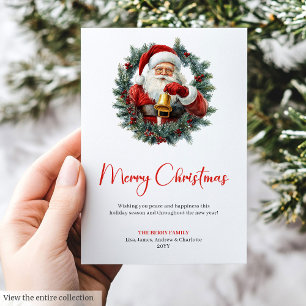 Traditioneller Weihnachtsmann-Tannen-Kranz-Weihnac Feiertagskarte