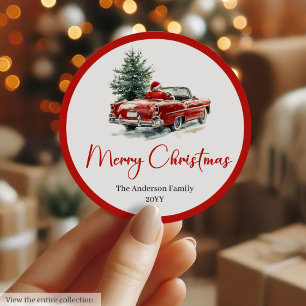 Traditioneller Weihnachtsmann Vintage-Feiertags-Au Runder Aufkleber
