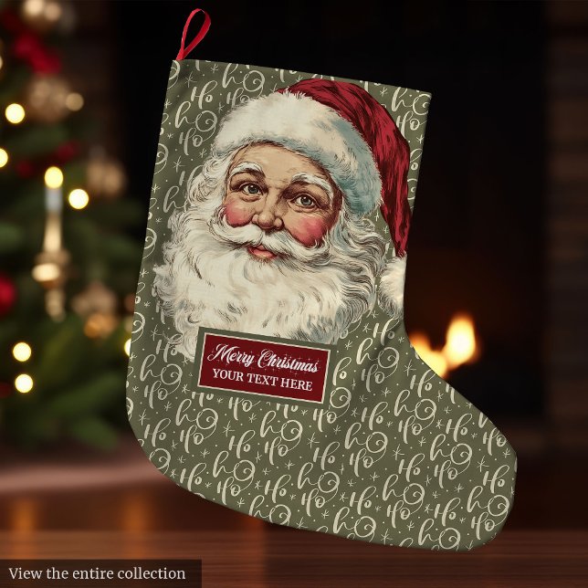 Traditioneller Weihnachtsmann Weihnachten Strumpf  Großer Weihnachtsstrumpf (Traditional Santa Claus Christmas Stocking Vintage Charm)