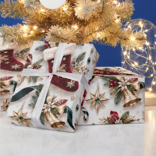 Traditioneller Weihnachtsstrumpf Band Geschenkpapier