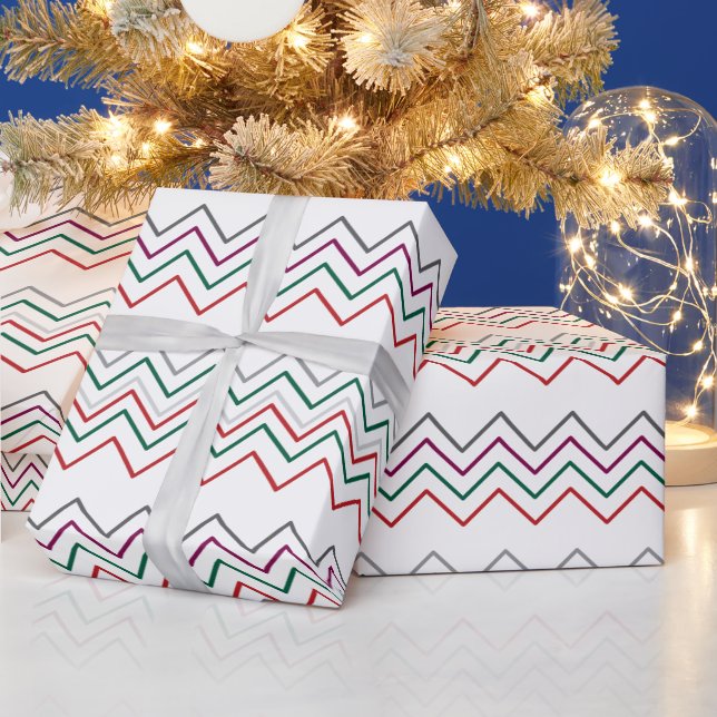 Traditioneller Weihnachtstrendy & schick Zig zag Geschenkpapier (Feiertage)
