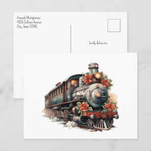 Traditioneller Weihnachtszug im Vintage-Stil Postkarte