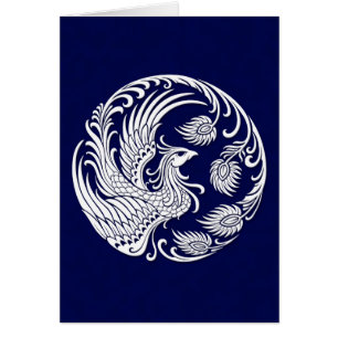 Traditioneller weißer Phoenix-Kreis auf Blau