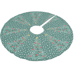 Traditioneller Winter-Schnee-Grüner-Christbaum Polyester Weihnachtsbaumdecke