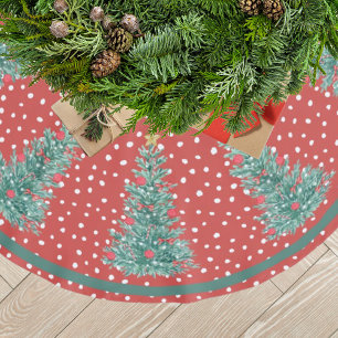Traditioneller Winter-Schnee-Rot-Weihnachtsbaum Polyester Weihnachtsbaumdecke