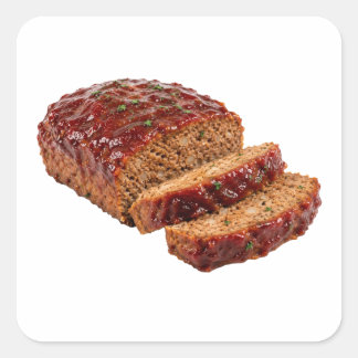 Traditionelles amerikanisches Meatloaf-Stück Quadratischer Aufkleber
