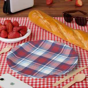 Traditionelles amerikanisches Red White Blue Tarta Pappteller