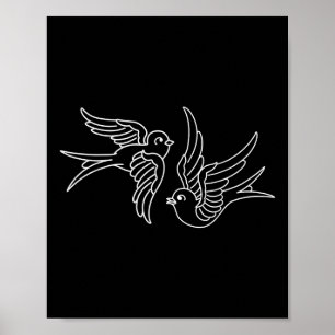 Traditionelles amerikanisches Schwalbendesign Tatt Poster