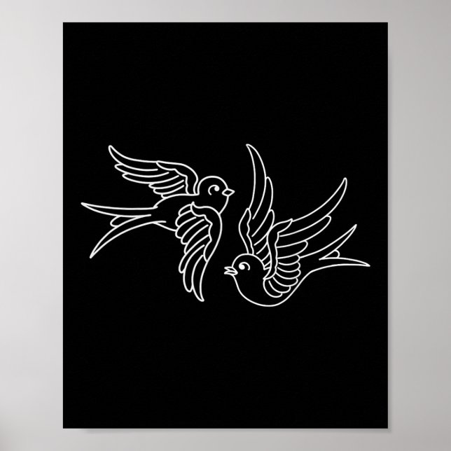 Traditionelles amerikanisches Schwalbendesign Tatt Poster (Vorne)