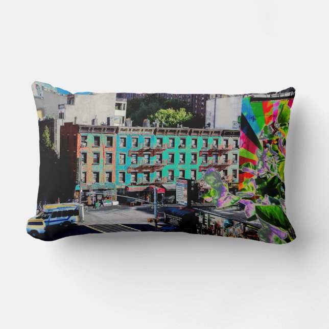 Traditionelles Apartment Gebäude Manhattan New Yor Lendenkissen (Vorderseite)