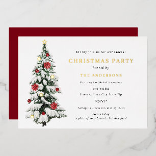 Traditionelles Aquarellbaum Weihnachtsbaum Party G Folieneinladung