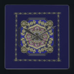 Traditionelles asiatisches Art Deco Quadratische Wanduhr<br><div class="desc">fügen Sie die asiatische Art Deco Traditional Jeweled Grafik hinzu.</div>