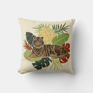 Traditionelles asiatisches Tiger auf Dschungel Blä Kissen