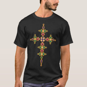 Traditionelles äthiopisches Jems und Gold Cross T-Shirt