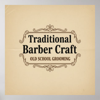 Traditionelles Barbier-Handwerk Vintage-Typografie Poster