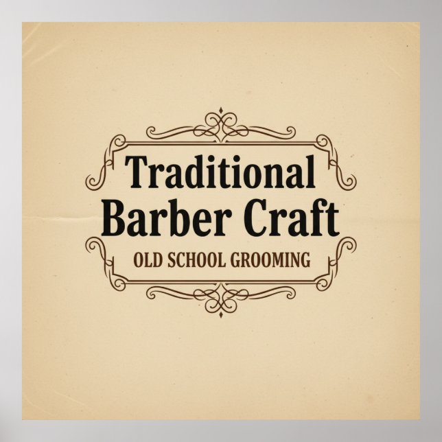 Traditionelles Barbier-Handwerk Vintage-Typografie Poster (Vorne)