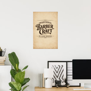 Traditionelles Barbier-Handwerk Vintage-Typografie Poster