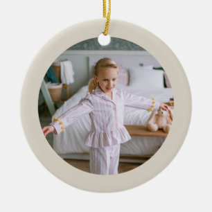 Traditionelles Beige-Karomuster Nostalgisches Tart Keramik Ornament