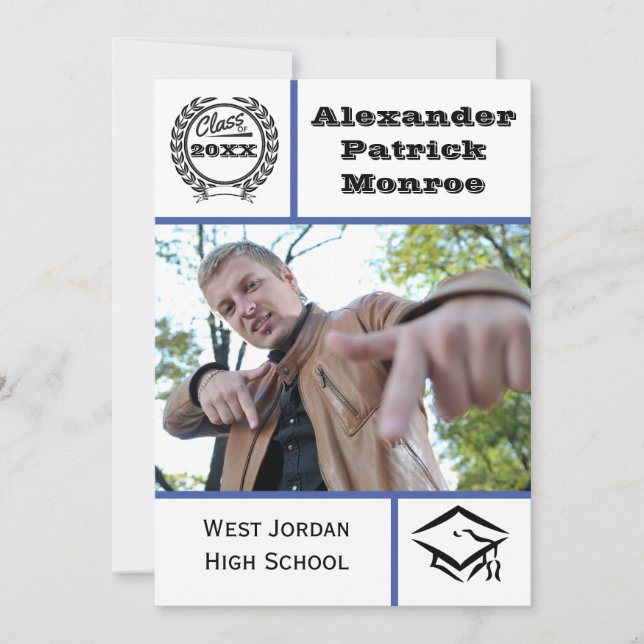 Traditionelles Blau - Ankündigung von Abschlüssen (Vorderseite)