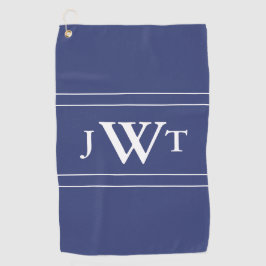 Traditionelles Blau und Weiß Mit Monogramm Golfhandtuch