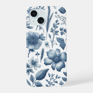 Traditionelles blaues Blumenmuster feine China iPhone 15 Hülle