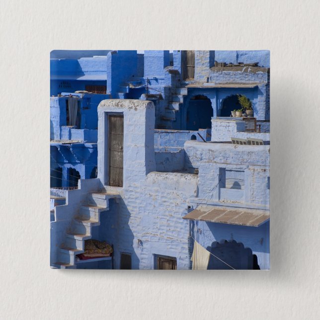 Traditionelles blaues Gemälde, Jodphur Button (Vorderseite)