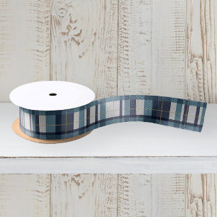 Traditionelles blaues Preppy-Karomuster Satinband