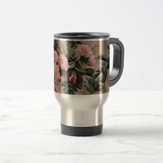 Traditionelles Blumenstoff-Foto  Reisebecher (VorderseiteRechts)