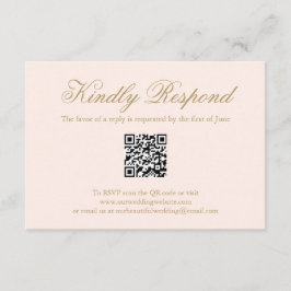 Traditionelles Blush Pink formaler QR Code Hochzei RSVP Karte