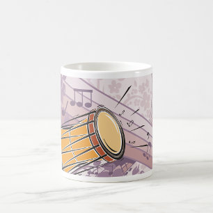 Traditionelles Bongotrommel mit Musiknoten Kaffeetasse