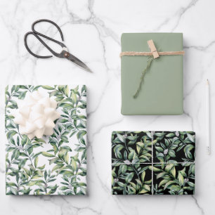 Traditionelles botanisches Muster - 3 Design Geschenkpapier Set